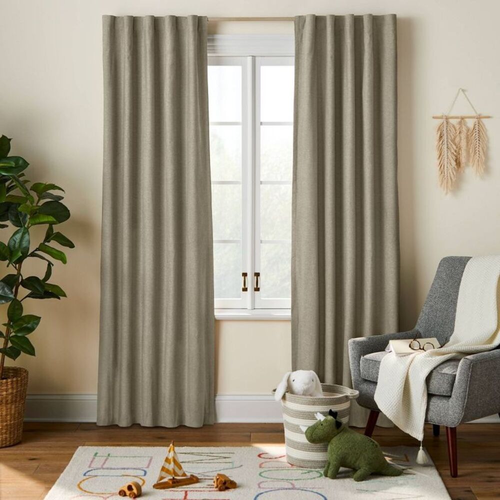 84" Blackout Chambray Cotton Kids' Window Curtain Panel - Green